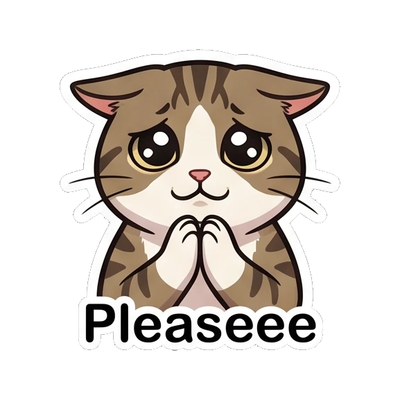Tabby cat looking pleading with big watery eyes Tabby Cat Daily Adventures sticker for expressive chats and social replies.