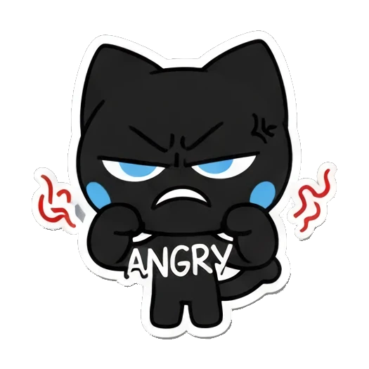 angry black cat with steam effect Playful Black Cat Expressions sticker for expressive chats and social replies.