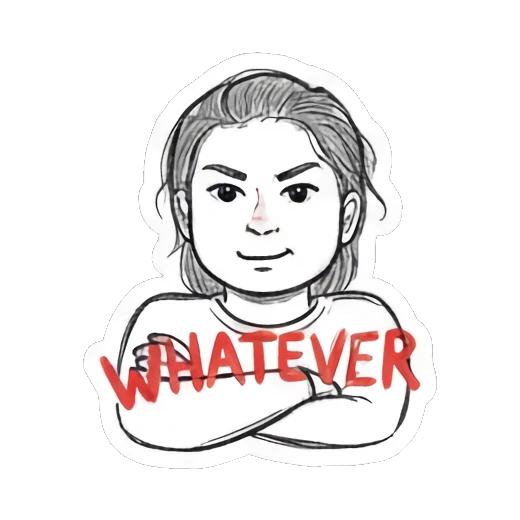 冷漠无奈的女孩 Doodle Girl Daily Vibes sticker for expressive chats and social replies.
