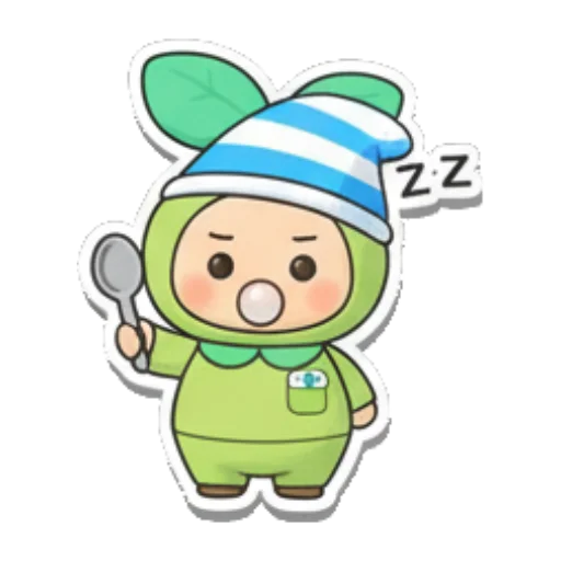 植物角色戴睡帽打瞌睡 Sproutling Emotions sticker for expressive chats and social replies.