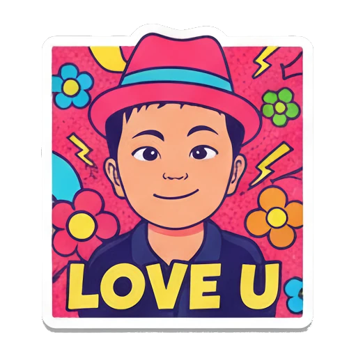 男孩打招呼HEY QT Vibrant Boy Pop Art sticker for expressive chats and social replies.