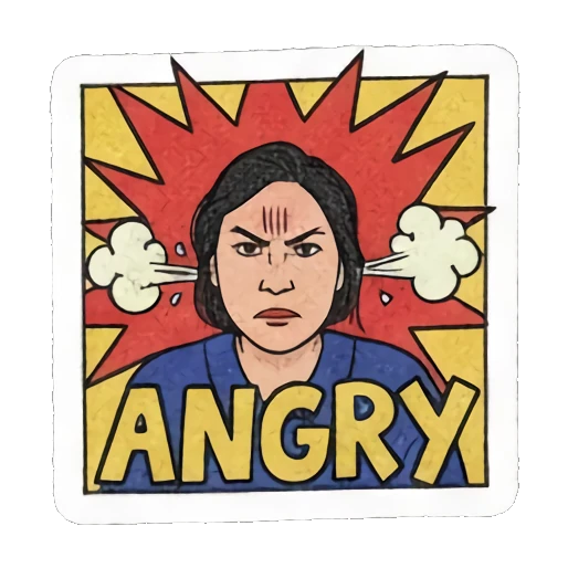 angry woman with steam Retro Comic Daily Expressions sticker for expressive chats and social replies.