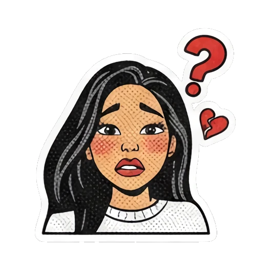 疑惑不解思考 Retro Comic Girl Vibes sticker for expressive chats and social replies.