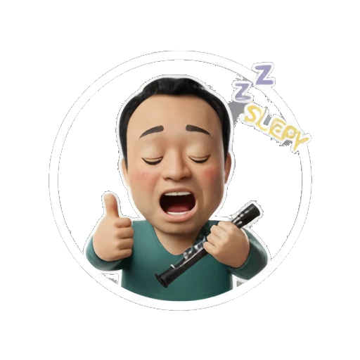 Man yawning and sleepy with SLEEPY text Musical Man Expressions sticker for expressive chats and social replies.