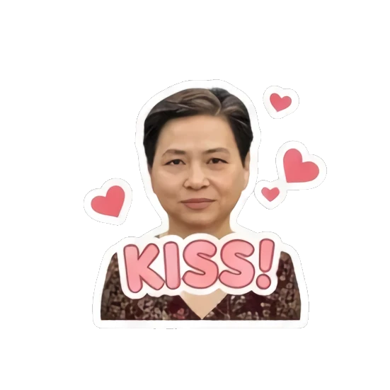 mother blowing a kiss Cheerful Middle-Aged Mom sticker for expressive chats and social replies.