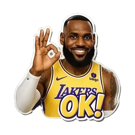 LeBron making an OK hand gesture with text OK! LeBron Court Vibes sticker for expressive chats and social replies.