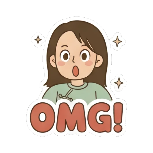 Surprised girl saying OMG Playful Girl Daily Expressions sticker for expressive chats and social replies.