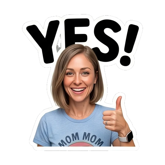 Mom giving a cheerful thumbs up. Mally Mom Daily Life sticker for expressive chats and social replies.