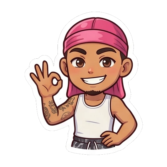 Guy making an OK hand gesture with a confident grin Cool Durag Guy sticker for expressive chats and social replies.