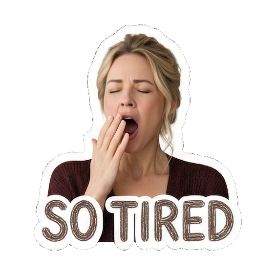 打哈欠疲惫SOTIRED Daily Life of a Modern Woman sticker for expressive chats and social replies.