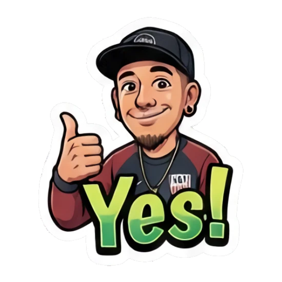 Man giving a thumbs up with a yes expression. Cool Guy Daily Vibes sticker for expressive chats and social replies.
