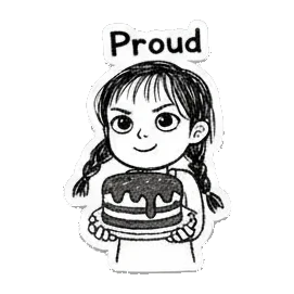 女孩捧着蛋糕表示自豪 Little Girl Daily Moods sticker for expressive chats and social replies.