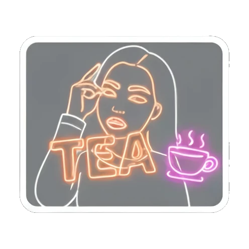 喝茶八卦TEA Neon Girl Daily sticker for expressive chats and social replies.