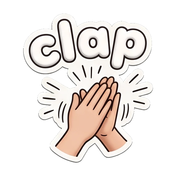 Enthusiastic girl clapping hands together in applause. Pink Hair Girl Daily Vibes sticker for expressive chats and social replies.
