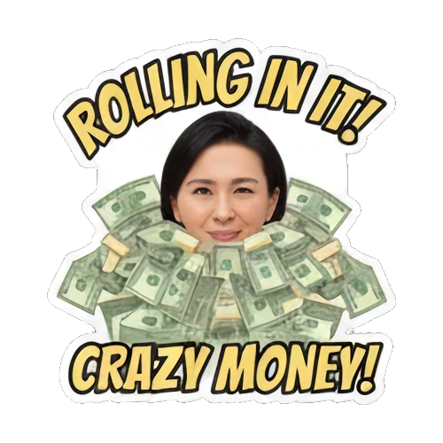 被钞票淹没 Wealthy Lady Fortune sticker for expressive chats and social replies.