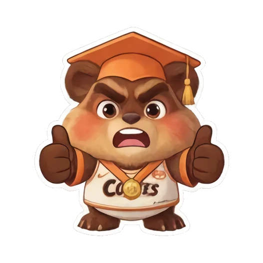 酷菲斯熊竖起大拇指点赞 Coiffes Bear Graduation Stickers sticker for expressive chats and social replies.