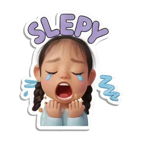 困倦的小女孩 Little Girl Daily Vibes sticker for expressive chats and social replies.