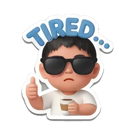 疲惫喝咖啡 Little Buddy's Big Feelings sticker for expressive chats and social replies.
