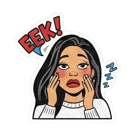 害怕惊恐尖叫 Retro Comic Girl Vibes sticker for expressive chats and social replies.