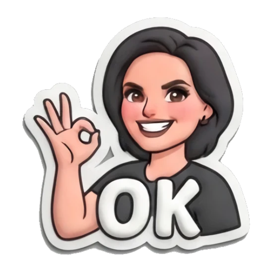 Girl making OK gesture with happy face and OK text Puff Print Girl Daily sticker for expressive chats and social replies.