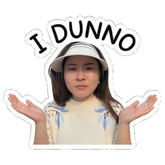 女子耸肩摊手“I DUNNO” Visor Girl's Daily Moods sticker for expressive chats and social replies.
