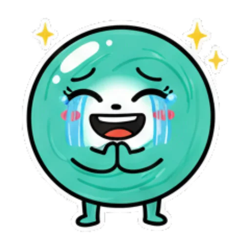 感动流泪喜极而泣 Teal Blob Expressive Stickers sticker for expressive chats and social replies.