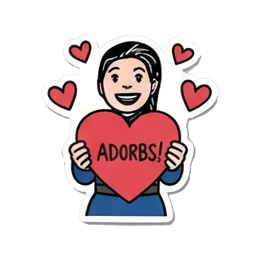 Holding a heart, saying 'ADORBS!' Officer's Daily Moods sticker for expressive chats and social replies.