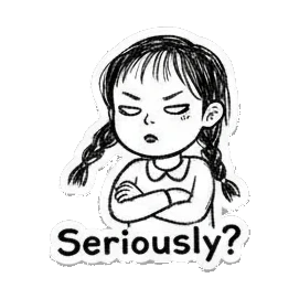 女孩双手交叉表示无语 Little Girl Daily Moods sticker for expressive chats and social replies.