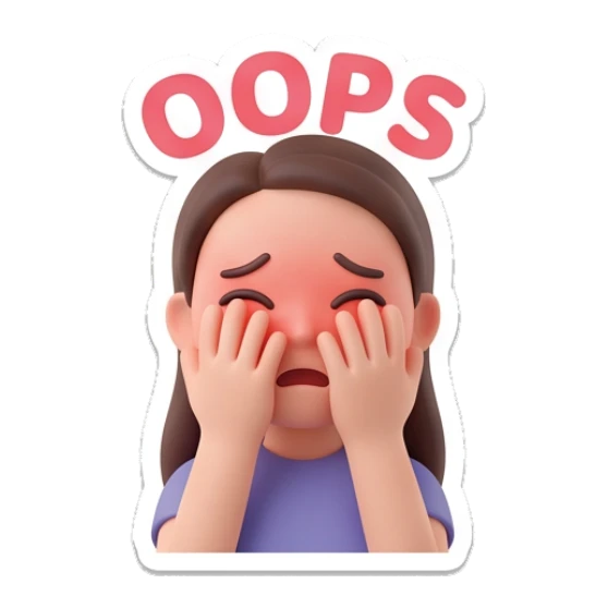 Girl covering face with hands in embarrassment and Oops text Cheerful Girl Daily Expressions sticker for expressive chats and social replies.