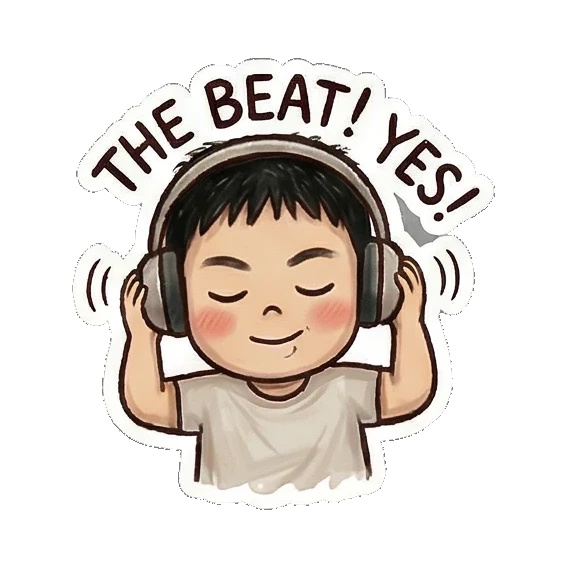 Listening to music Little Dancer Boy sticker for expressive chats and social replies.