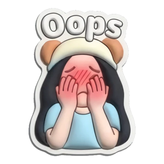 Girl covering face with hands in embarrassment Puffy Girl Moods sticker for expressive chats and social replies.