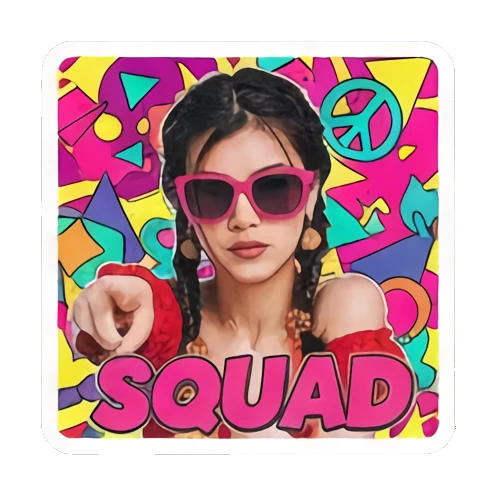 嵌入英文文字 Retro Vibe Girl Express sticker for expressive chats and social replies.