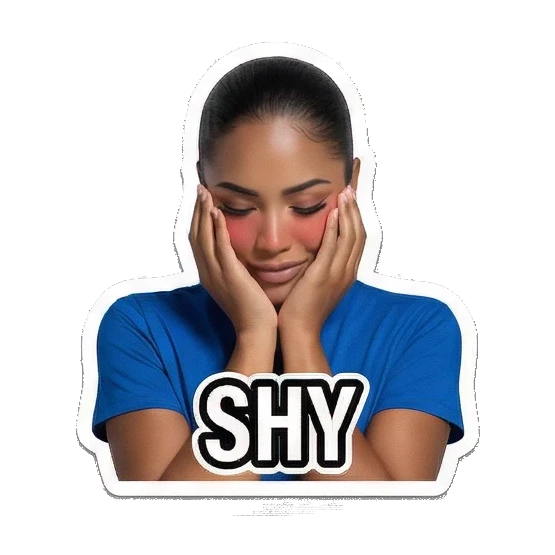 Shy woman blushing Modern Latina Daily Vibes sticker for expressive chats and social replies.