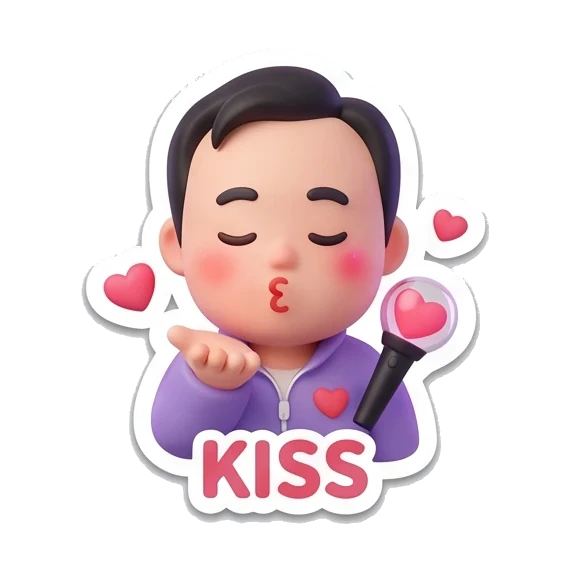 boy blowing a kiss Cheerful Fanboy Daily Life sticker for expressive chats and social replies.