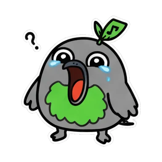 困惑不解的小鸟 Cute Leaf Bird Expressions sticker for expressive chats and social replies.