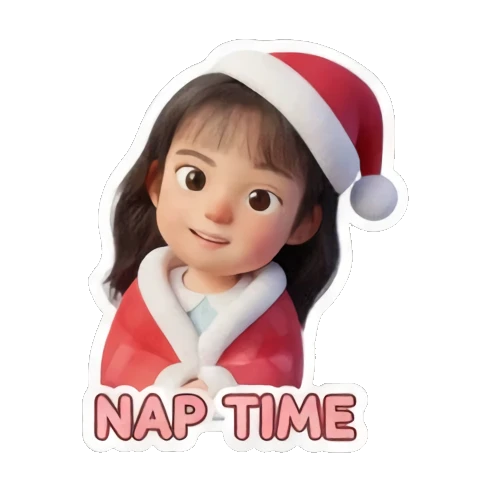 戴着睡帽准备睡觉 Holiday Girl Adventures sticker for expressive chats and social replies.