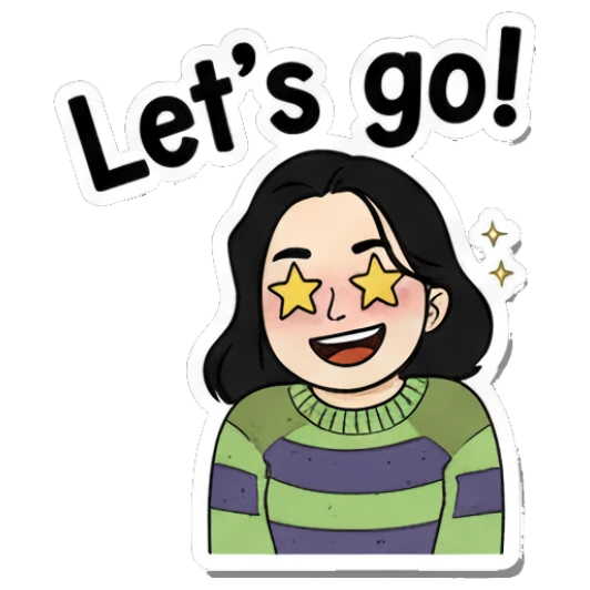 Girl with star eyes and Let's go! text Daily Life of a Girl sticker for expressive chats and social replies.