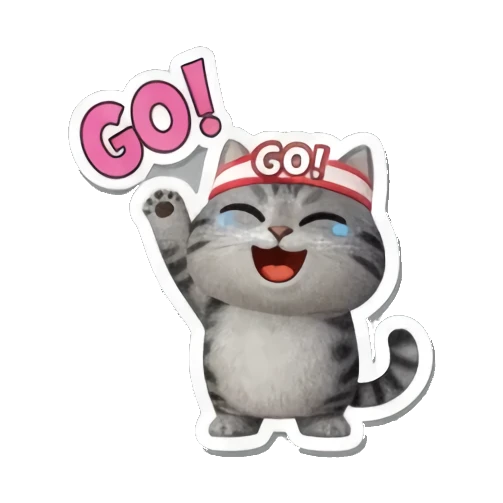 戴头带加油的猫咪 Playful Tabby Expressions sticker for expressive chats and social replies.