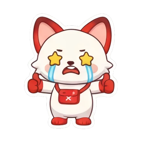 crying star-eyed fox Cheerful Red Fox Adventures sticker for expressive chats and social replies.