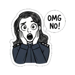 女警惊讶OMG NO! Quirky Officer Expressions sticker for expressive chats and social replies.