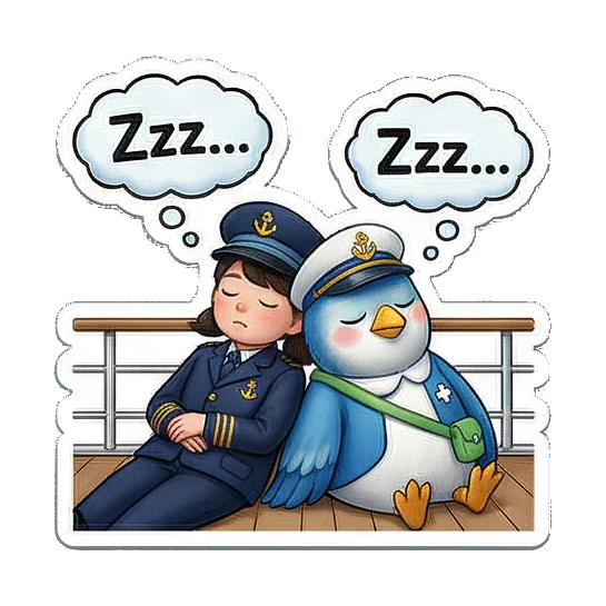 多姿多彩的情绪表达 Little Captain & Blue Bird Duo sticker for expressive chats and social replies.