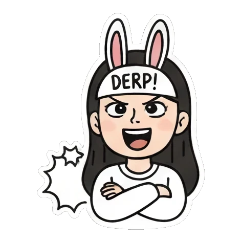 搞怪兔子耳朵 Daily Doodle Girl sticker for expressive chats and social replies.