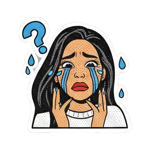 哭泣泪流满面 Retro Comic Girl Vibes sticker for expressive chats and social replies.