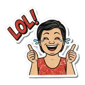 Mother character laughing out loud with LOL text Retro Comic Mom Expressions sticker for expressive chats and social replies.