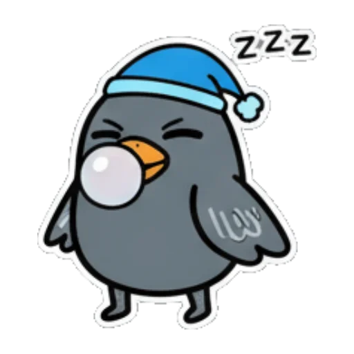 戴睡帽吹泡泡打瞌睡 Cute Bird Daily Stickers sticker for expressive chats and social replies.