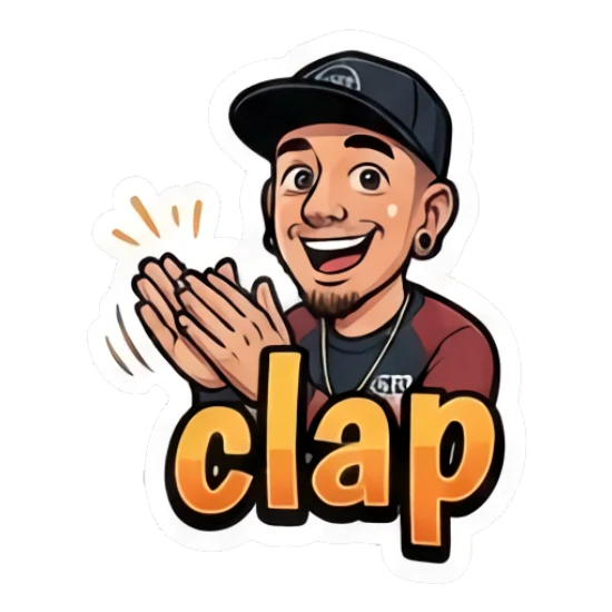 Man clapping his hands in applause. Cool Guy Daily Vibes sticker for expressive chats and social replies.