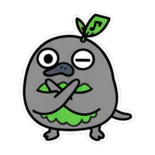 卡通生物交叉手臂沉思 Cute Leaf Creature Expressions sticker for expressive chats and social replies.
