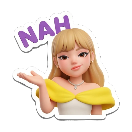 Blonde girl gesturing with hand, NAH expression. Golden Girl Daily Vibes sticker for expressive chats and social replies.