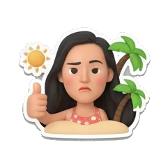 Girl giving thumbs up, text SUNNY BEACH Summer Beach Girl Vibes sticker for expressive chats and social replies.