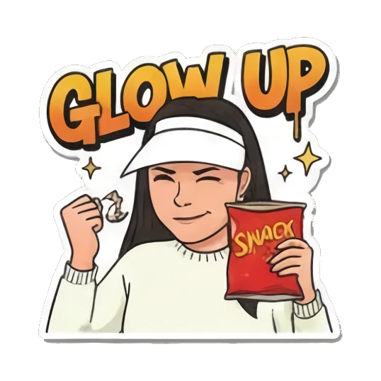 Eating "Snack" Graffiti Girl Vibes sticker for expressive chats and social replies.